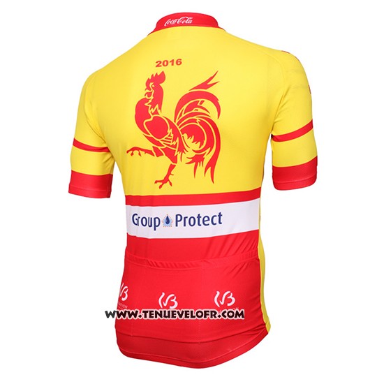 2016 Maillot Ciclismo Wallonie Bruxelles Jaune et Rouge Manches Courtes et Cuissard